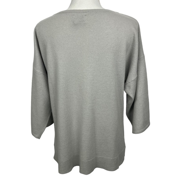 CHICO’S Women’s 100% Cashmere Pullover Sweater Sz 1-Small 8/10 Gray Flaws/Stain - Picture 6 of 13